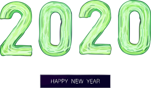 New Years 2020 Green Text Font For Happy Year Destinations PNG Image