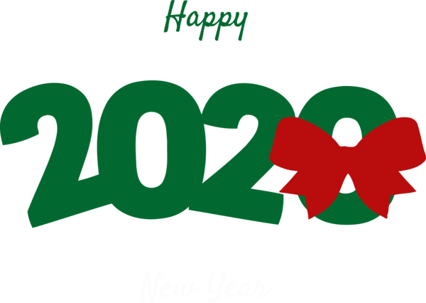 New Year Green Text Font For Happy 2020 Day 2020 PNG Image