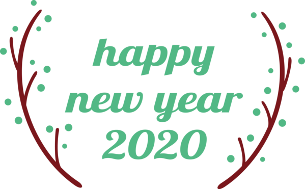 New Year Green Text Font For Happy 2020 Carol PNG Image