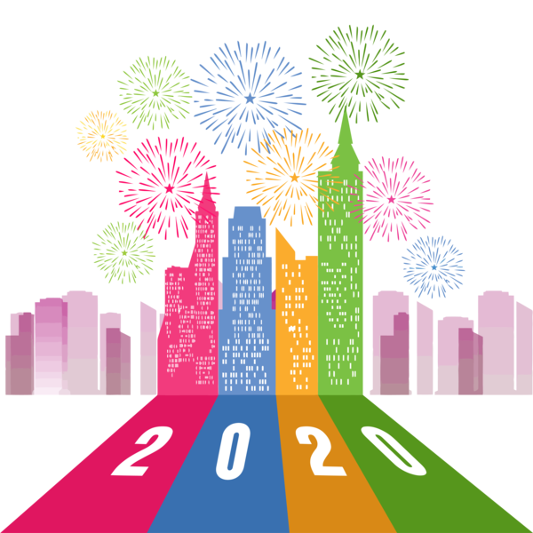 New Year Landmark Human Settlement Skyline For Happy 2020 Games PNG Image