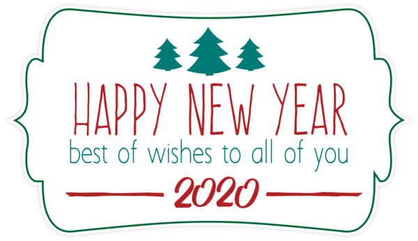 New Year 2020 Line Christmas Eve For Happy Gifts PNG Image