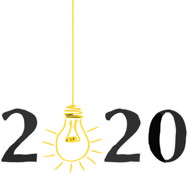 New Year 2020 Line Font Logo For Happy Eve Party 2020 PNG Image
