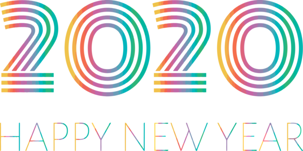 New Year 2020 Line Text Font For Happy Activities PNG Image