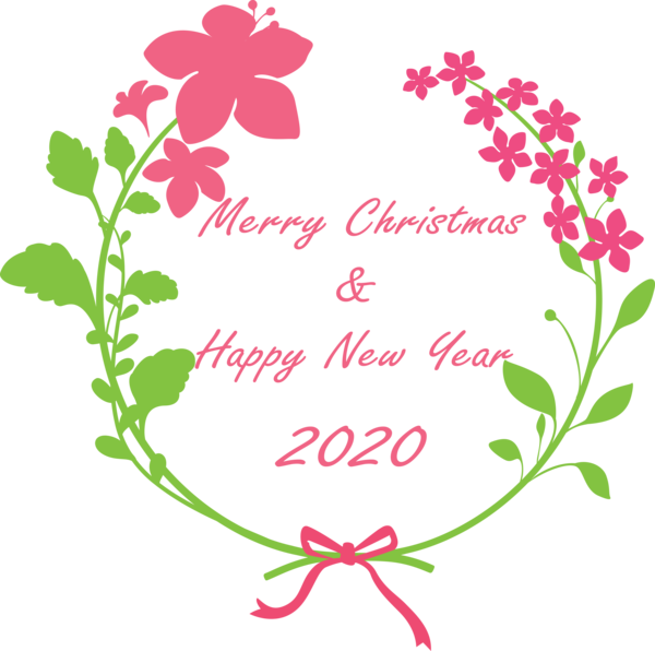 New Year Pink Flower Plant For Happy 2020 Eve Party 2020 PNG Image
