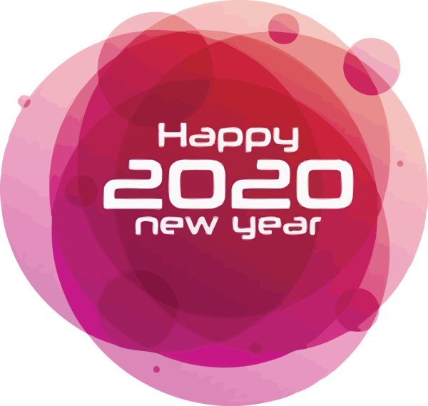 New Year Pink Text Logo For Happy 2020 Carol PNG Image