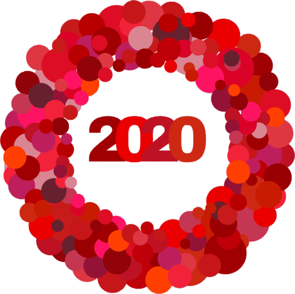 New Year Red Circle Heart For Happy 2020 2020 PNG Image
