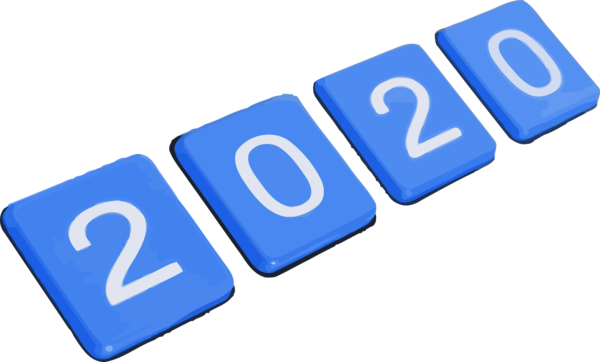 New Year 2020 Text Electric Blue Font For Happy Fireworks PNG Image