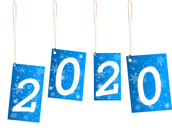New Year 2020 Text Font Electric Blue For Happy Greeting Cards PNG Image