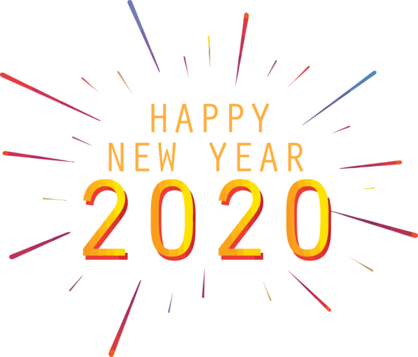 New Year 2020 Text Font Line For Happy Drawing PNG Image