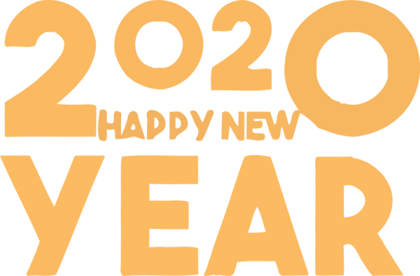 New Year Text Font Line For Happy 2020 Gifts PNG Image