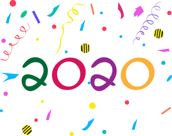 New Year Text Font Line For Happy 2020 Fireworks PNG Image
