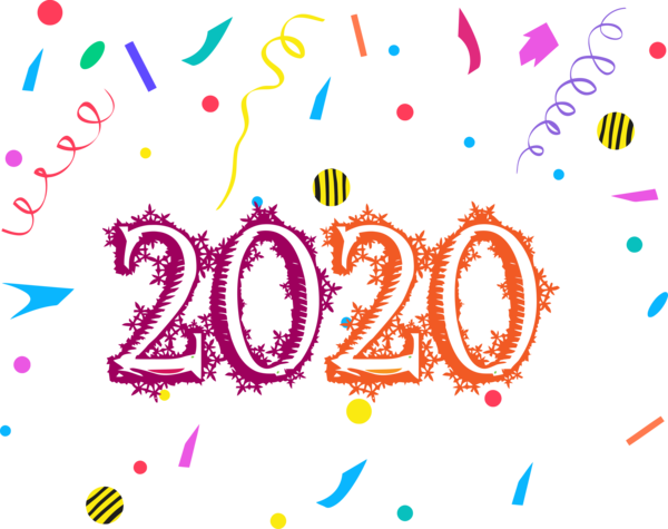 New Year Text Font Line For Happy 2020 Eve PNG Image