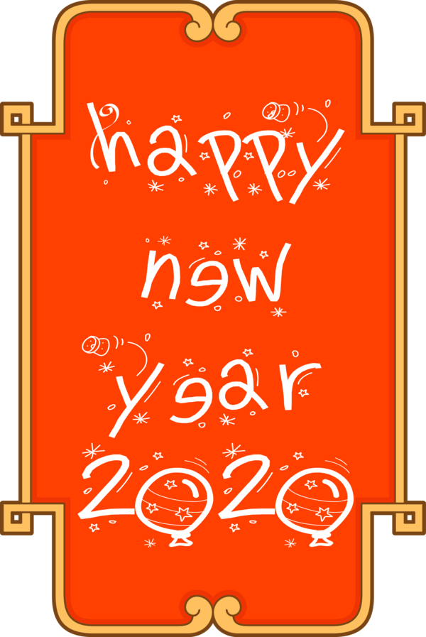 New Year Text Font Line For Happy 2020 Wishes PNG Image