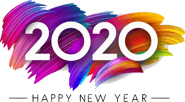 New Year Text Font Line For Happy 2020 Carol PNG Image