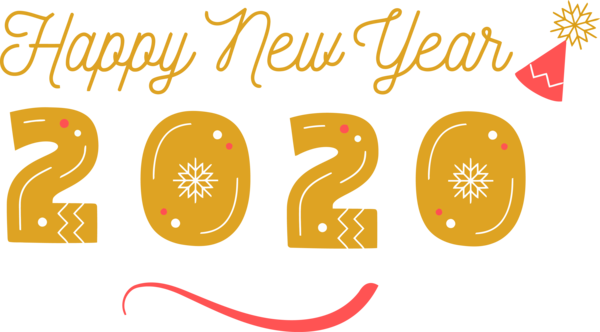 New Year Text Font Logo For Happy 2020 Greeting Cards PNG Image