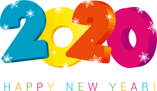 New Years 2020 Text Font Material Property For Happy Year Lyrics PNG Image