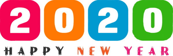 New Year 2020 Text Font Orange For Happy Day 2020 PNG Image