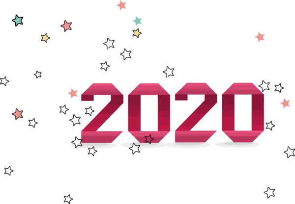 New Year Text Font Pink For Happy 2020 Celebration 2020 PNG Image