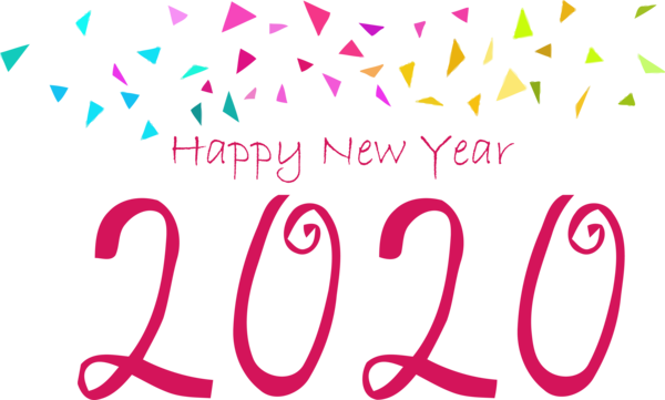 New Year Text Font Pink For Happy 2020 Holiday 2020 PNG Image