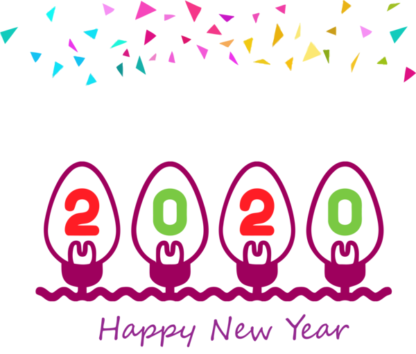 New Year Text Pink Font For Happy 2020 Fireworks PNG Image