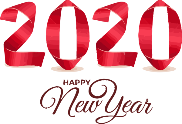 New Year 2020 Text Red Font For Happy Eve Party 2020 PNG Image