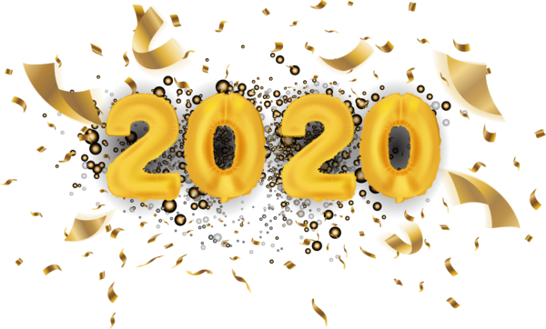 New Year 2020 Text Yellow Font For Happy Day PNG Image
