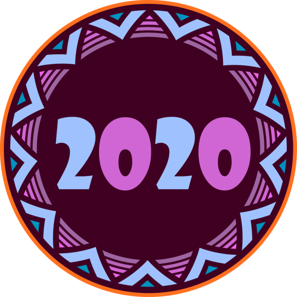New Year Circle Sticker Logo For Happy 2020 Getaways PNG Image