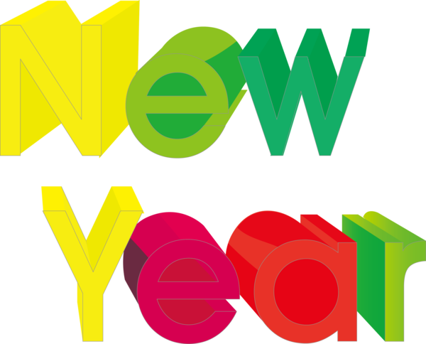 New Year Green Text Logo For Happy Eve Party PNG Image