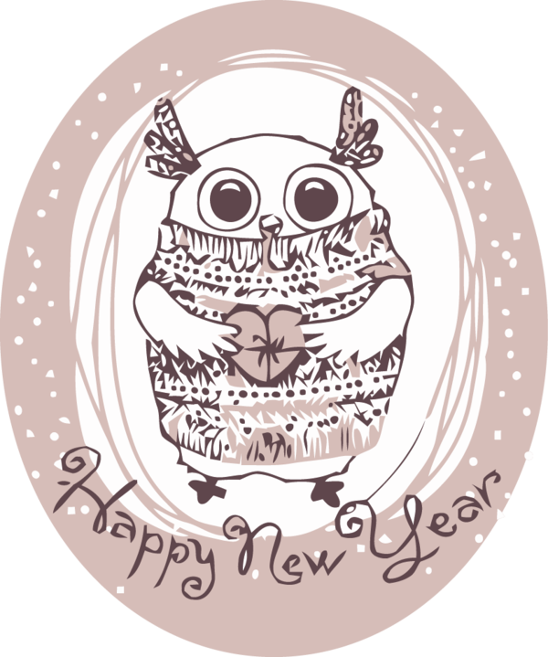 New Year Owl Bird Of Prey Circle For Happy Destinations PNG Image