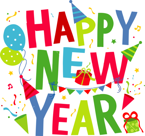 New Year Text Font Celebrating For Happy Getaways PNG Image