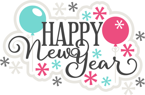 New Year Text Font Line For Happy Background PNG Image