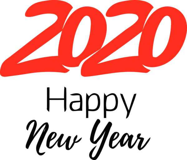 New Year Text Font Logo For Happy 2020 Celebration PNG Image