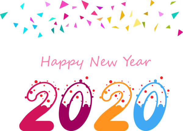 New Year Text Font Pink For Happy 2020 Traditions PNG Image