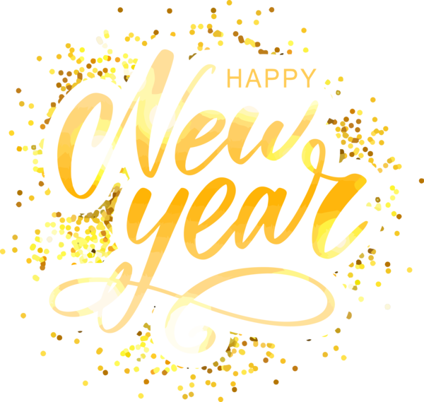 New Year Text Font Yellow For Happy Holiday 2020 PNG Image