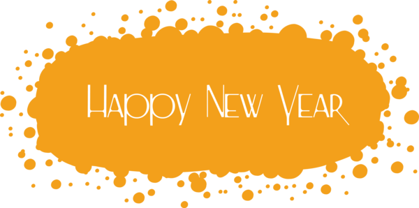New Year Text Orange Font For Happy Party 2020 PNG Image