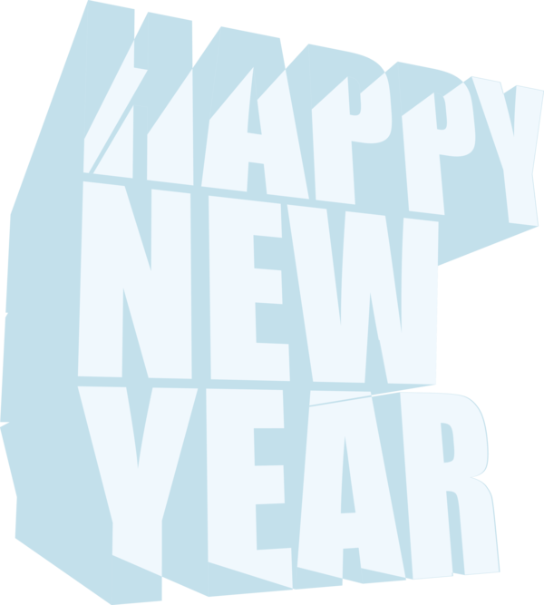 New Year Turquoise Text Font For Happy Quote PNG Image