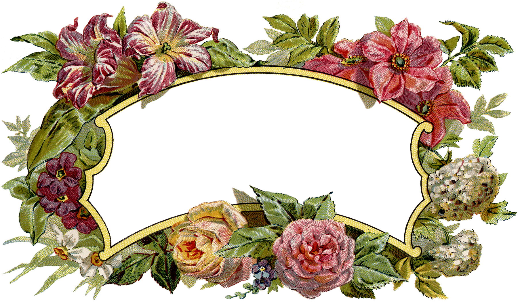 Flower Frame Jar Mason Paper Address Label PNG Image