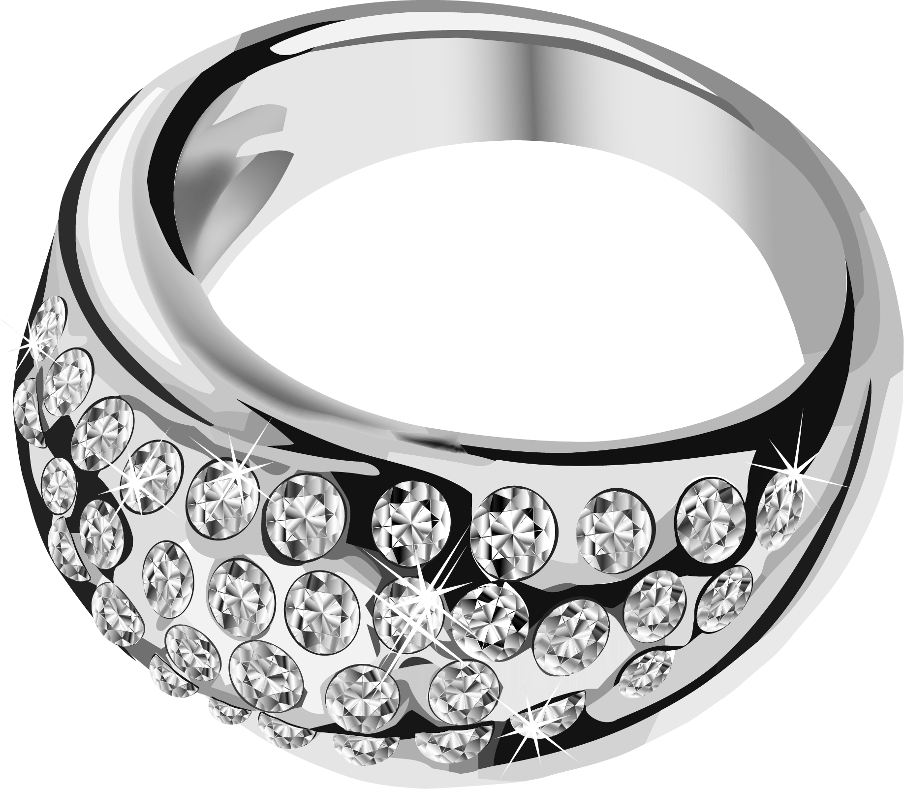 Silver Ring With Diamonds Png PNG Image