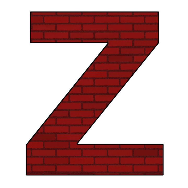 Буква z. Красная буква z. Объемная буква z. Z.