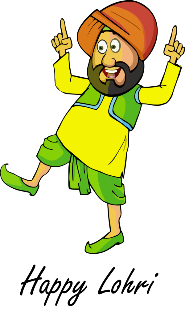 Lohri Cartoon Green Happy For Song PNG Image
