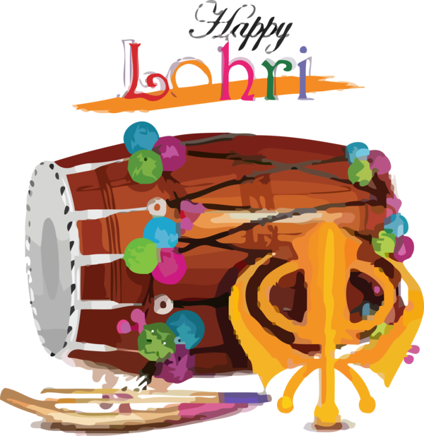 Lohri Drum Hand Membranophone For Happy Quote PNG Image