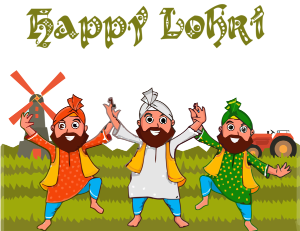 Lohri Cartoon Happy Animation For Lights PNG Image