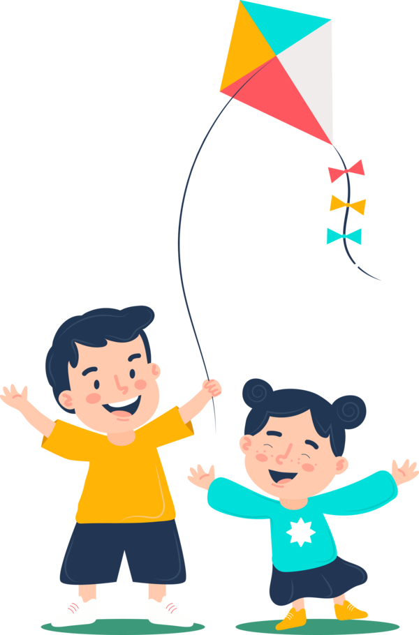 Makar Sankranti Cartoon Playing With Kids Child For Happy Greeting Cards PNG Image