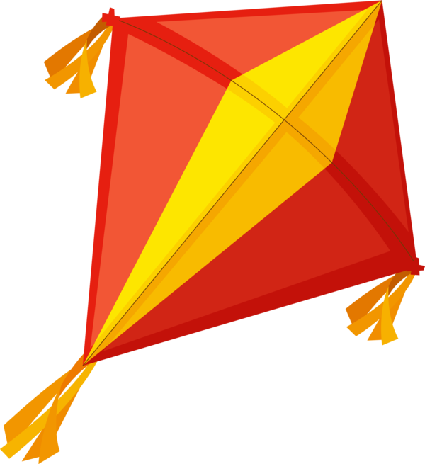 Makar Sankranti Yellow Line Red Flag For Kite Flying Eve Party PNG Image