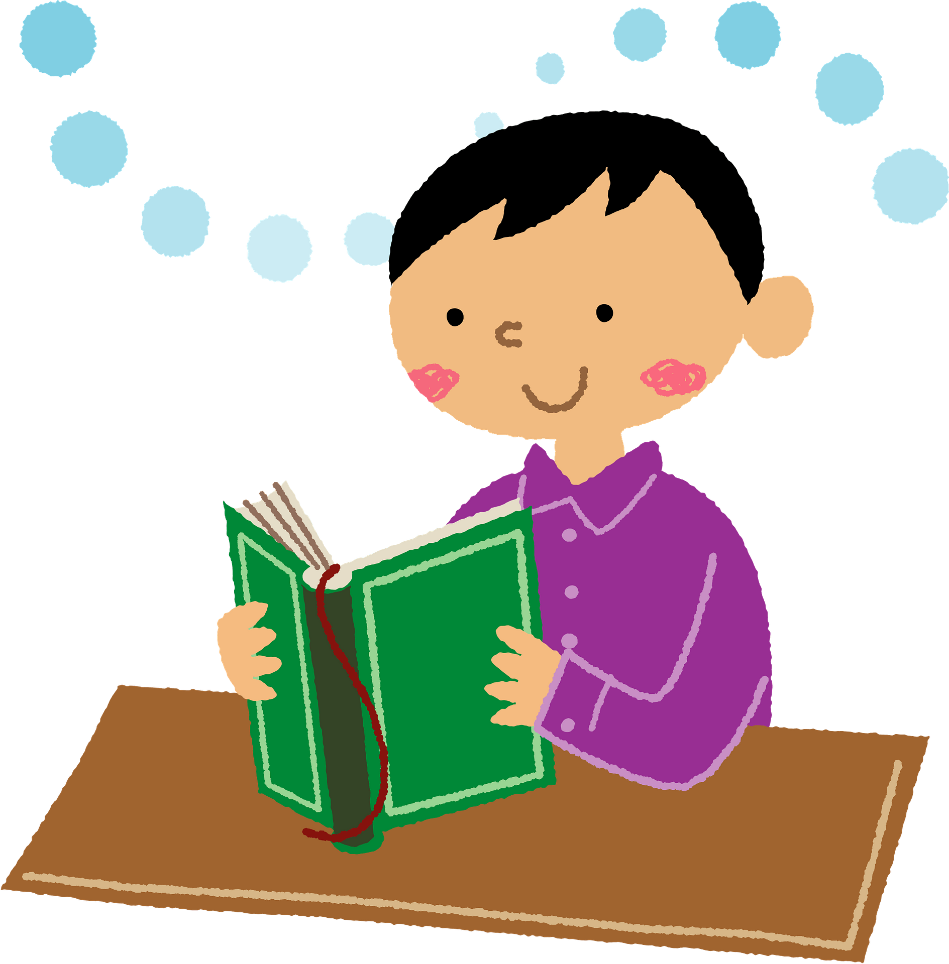 Boy Reading Book Free Clipart HD PNG Image