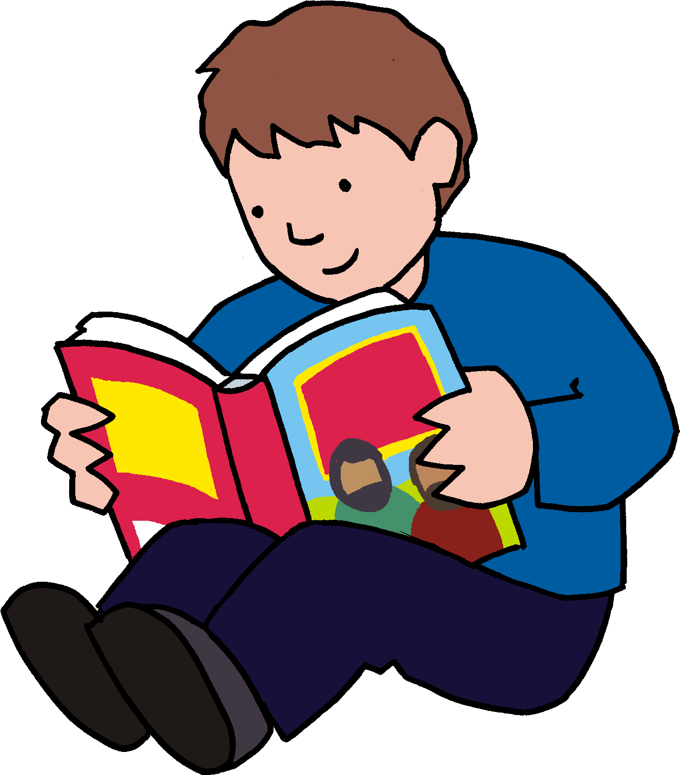 Boy Reading Book Sitting PNG Download Free PNG Image