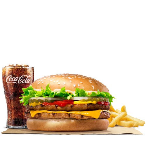 King Whopper Hamburger Cheeseburger Fries French Burger PNG Image