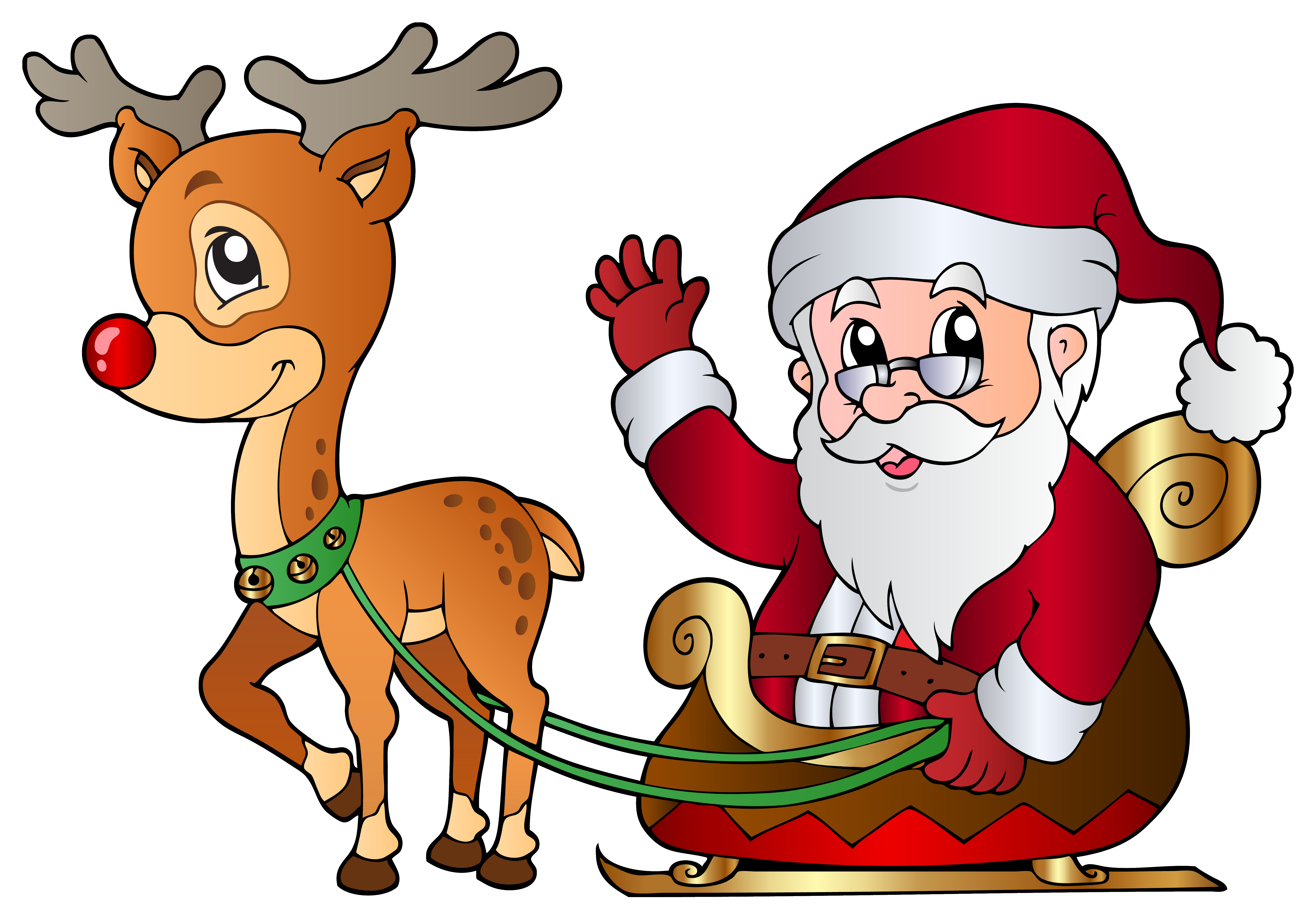 And Rudolph Claus Reindeer Santa Christmas PNG Image