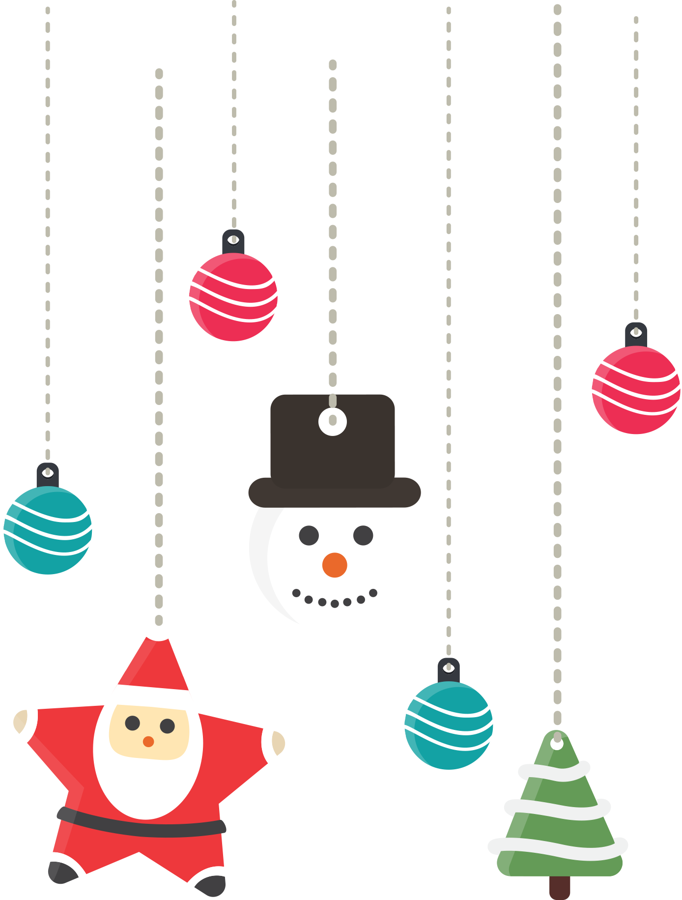 Snowman And Gift Claus Ornament Decoration Pendant PNG Image