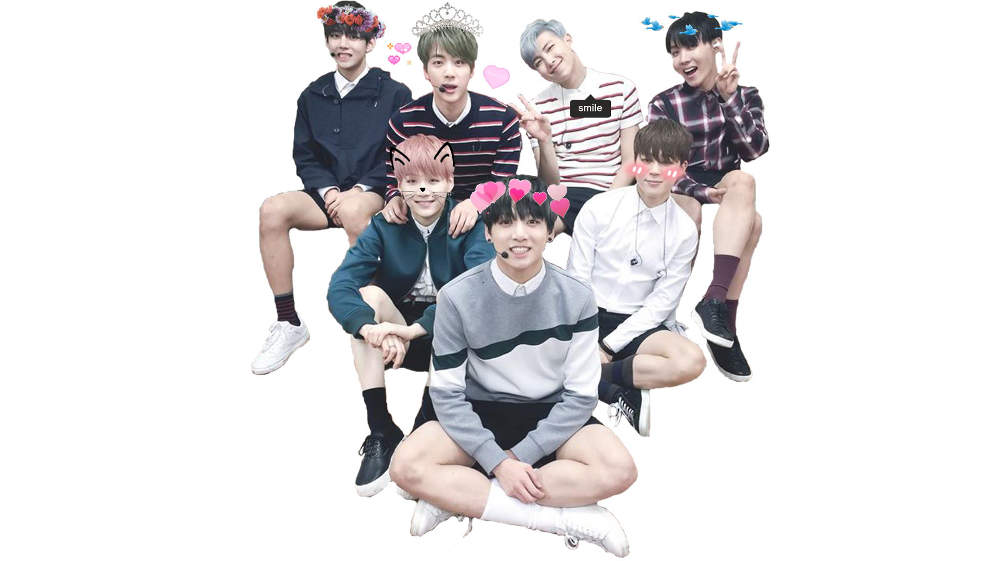 Bts Family People Mobile Phones Sticker PNG Image